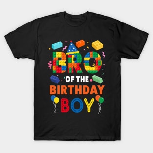 Bro Of The Birthday Boy 9 Year Old Building Blocks B-day Gift For Boys Kids T-Shirt